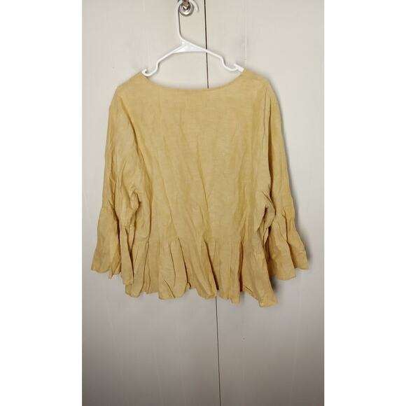 Linea Donna Top Womens Plus 3X Yellow Nwt Linen Blend - Picture 2 of 7